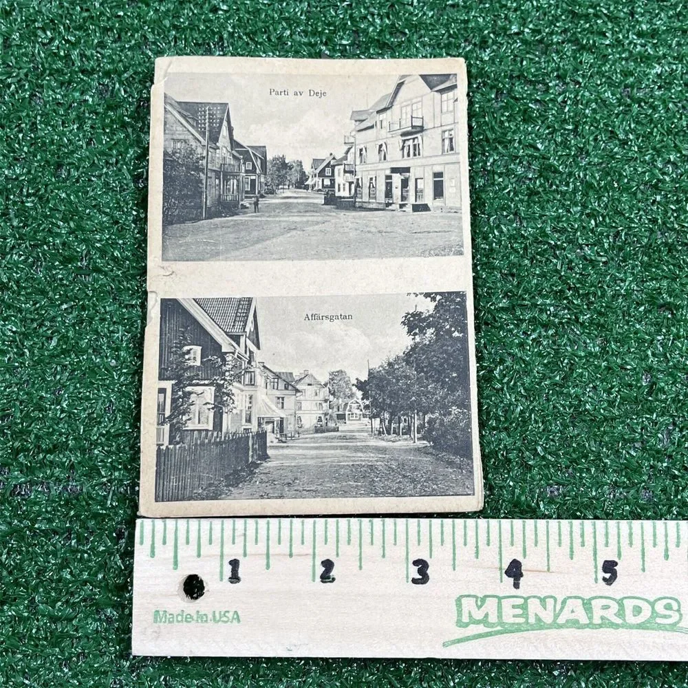 Vintage Sweden Accordion Folding Post Card‎ Parti av Deje, Affarsgatan Dejefors